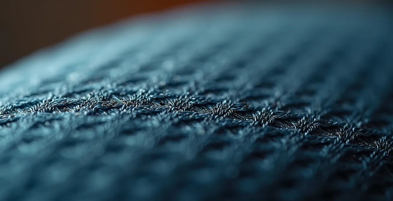 Détail macro d'une surface de protection technique révélant sa structure microscopique